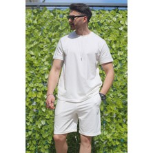 EYDAMOON Erkek Beyaz 2 Li Set Regular %100 Pamuk Süprem Penye Kumaş Alt-Üst Takım