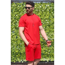 EYDAMOON Erkek Kırmızı 2 Li Set Regular %100 Pamuk Süprem Penye Kumaş Alt-Üst Takım