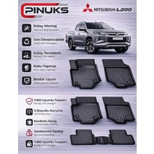 PINUKS Mitsubishi L200 2020 3D Premium Araca Özel Oto Paspas Seti