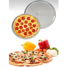 abnturk 32 cm Delikli Alüminyum Yapışmaz Pizza Tepsisi Tavası