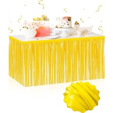 Kendinden Yapışkanlı Makaron Sarı Püsküllü Masa Eteği – 75 x 275 cm Parti Süslemesi (4887)
