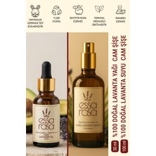 Essa Rosa Lavanta Suyu Cam Şişe 100 ml -  Lavanta Yağı Cam Şişe 30 ml - Vegan - Stres Önleyici - Rahatlatıcı- 2 Li Set