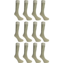 Maruf Shop 12 Li Ekonomik Paket Uzun Konç Likralı Pamuk Asker Çorabı Haki