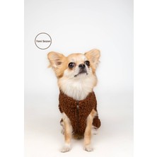 Feyza Design Kadife Kahverengi Teddy Peluş Köpek Ceketi, Rahat ve Şık Tasarım