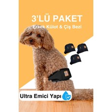 Feyza Design 3'lü Siyah Erkek Köpek Çiş Bezi ve Sızdırmaz Köpek Külot Seti