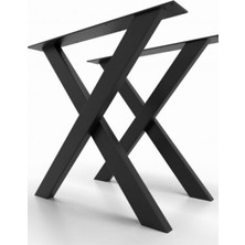 Telfence Metal x Çapraz Demir Masa Ayağı Takımı 2’li – Siyah Elektrostatik Boyalı Çelik Masa Ayağı – Endüstriyel Masa ve Sehpa Ayağı