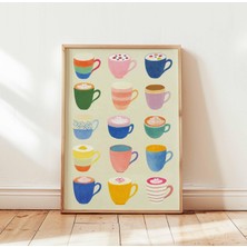 Ninastore Dekoratif Kahve Fincanları Posteri, Vintage Mutfak Duvar Sanatı Baskısı, Retro Kahve Sever Hediyesi,
