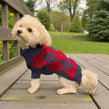 Feyza Design Miniş Kırmızı Baklavalı Sevimli Köpek Kazağı, Rahat ve Şık Tasarım