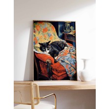 Ninastore Vintage Kedi Posteri Kedi Hediyesi Kedi Severler Için Hediye Hayvan Sanatı Sanatsal Kedi Baskısı Hay