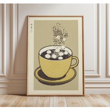 Ninastore Sıcak Çikolata Sanat Baskısı Retro Japon Tarzı Kahve Posteri Minimalist Mutfak Duvar Dekoru Sıcak Iç