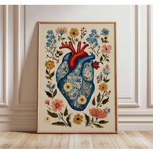 Ninastore Çiçekli Insan Kalbi Sanat Baskısı Botanik Anatomi Duvar Sanatı Tıbbi Kalp Posteri Eşsiz Çiçek Illüst