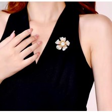 Rachel Silver Incili Zirkon Taşlı Mineli Çiçek Broş