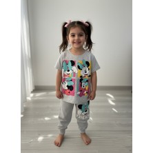 Buufuu Kız Çocuk Baskılı T-Shirt Eşofman Ikili Takım