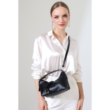 BALANZ Siyah Kadın Mini Boy Uzun Çapraz Askılı El ve Omuz Çantası [20X16 Cm]