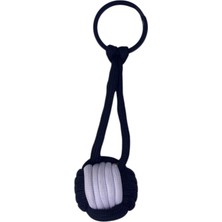 Evvel Aksesuar Siyah Beyaz Örgü Küre Orta Boy Anahtarlık