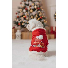 Feyza Design Kırmızı Yılbaşı Temalı Kapüşonlu Kedi Köpek Sweatshirt, Şık ve Rahat Tasarım