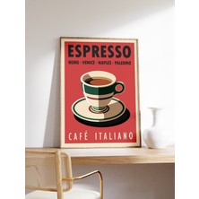 Ninastore Espresso Kahve Baskısı Italyan Kahve Illüstrasyon Posteri Mutfak Dekorasyonu Retro Kahve Baskısı Vin