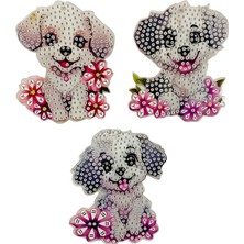 Elegantshop 5d Yapışan Boncuk Anahtarlık 3'lü Set Köpek 6*7 cm