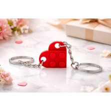 Flexilab Creative Sevgiliye Özel Ayrılabilir Çift Anahtarlık – LEGO Kalp Tasarım – Sevgililer Günü Hediyesi