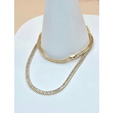 Gold Renk Zirkon Su Yolu Kolye