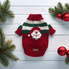 Feyza Design Sevimli Kedi ve Köpekler Için Noel Baba ve Çizgili Yeni Yıl Kazağı