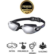PremiumPort Aynalı Yüzücü Gözlüğü Unisex Yetişkin Standart Beden, Su Geçirmez