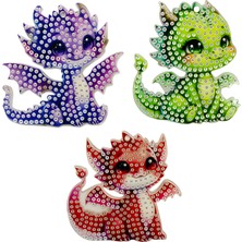 Elegantshop 5d Yapışan Boncuk Anahtarlık 3'lü Set Dinazor 6*7 cm