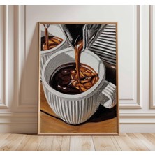 Ninastore Kahve Dökme Sanat Baskısı | Gerçekçi Mutfak Duvar Sanatı | Barista Kahve Posteri | Modern Kafe Dekor