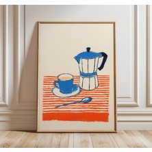 Ninastore Moka Pot Kahve Sanatı Seti (2 Parça) Modern Mutfak Duvar Sanatı Baskıları Italyan Espresso Makinesi