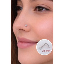 Sacce Scarves & Accessories 316 L Çelik 2.5 mm Tektaş Hızma Arkası Kıvrımlı Düşmeyen Burun Piercingi