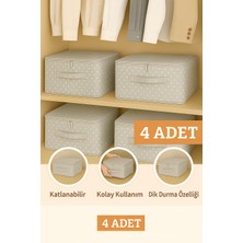 PremiumPort Gri Desenli 4l Büyük Boy Destekli Fermuarlı Katlanabilir Saklama Kutusu