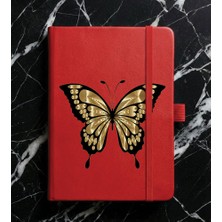 Adasena Tarihsiz 224 Sayfa Termo Defter Baskılı Desenli 13X21 cm Kırmızı - Kelebek