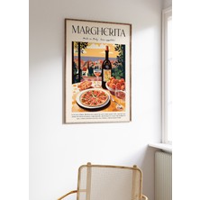 Ninastore Pizza Yemek Baskısı Margarita Pizza Posteri Italyan Yemek Sanatı Yiyecek ve Içecek Posteri Mutfak De