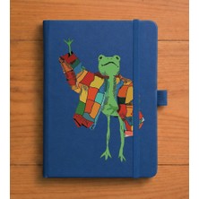 Adasena Tarihsiz 192 Sayfa Mini Termo Defter Baskılı Desenli 9X14 cm Lacivert - Hipster Kurbağa