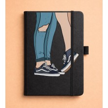 Adasena Tarihsiz 224 Sayfa Termo Defter Baskılı Desenli 13X21 cm Siyah - Sevgililer