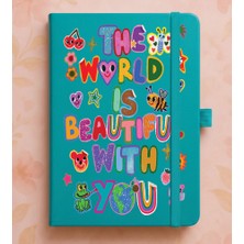 Adasena Tarihsiz 224 Sayfa Termo Defter Baskılı Desenli 13X21 cm Turkuaz - Beautiful