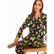 Royam Çağrı Kadın Kışlık Süet Uzun Kollu Önü Düğmeli Pijama Takımı 3065