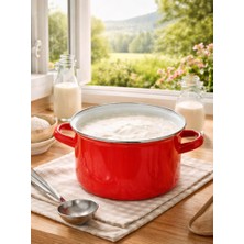 Turuncu Emaye Derin Tencere 3,4 Litre 22 cm Çap Süt Yoğurt Çorba Reçel Tenceresi