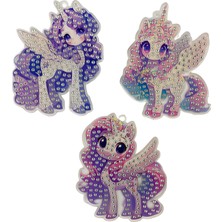 Elegantshop 5d Yapışan Boncuk Anahtarlık 3'lü Set At 6*7 cm