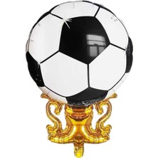 Patladı Gitti Futbol Topu ve Kupa Şeklinde Folyo Balon 76,5X51 cm – Gold Siyah Şampiyonluk Balonu
