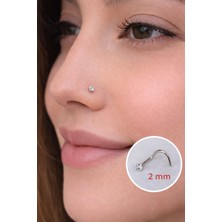 Sacce Scarves & Accessories 316 L Çelik 2 mm Tektaş Hızma Arkası Kıvrımlı Düşmeyen Burun Piercingi
