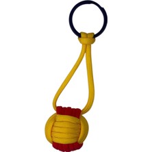 Evvel Aksesuar Sarı Kırmızı Örgü Küre Orta Boy Anahtarlık