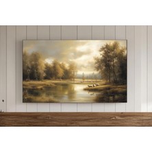 Ninastore Rustik Manzara Yağlı Boya Tablo Çerçevesi Tv Duvar Sanatı Hüzünlü Manzara Baskısı Rustik Kırsal Ekra