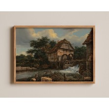 Ninastore Iki Su Değirmeni ve Açık Bir Su Bendi Baskısı, Jacob Van Ruisdael'in Hollanda Altın Çağı Manzara Tab