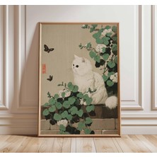 Ninastore Beyaz Kedi Posteri, Vintage Asya Baskısı, Kelebek ve Çiçek Resimleri, Geleneksel Çin Dekorasyonu, Çi