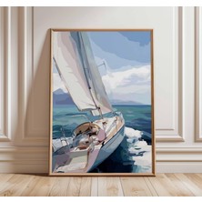 Ninastore Yelkenli Duvar Sanatı Baskısı | Denizcilik Posteri | Okyanus Yelkenlisi Tablosu | Kıyı Dekorasyonu |