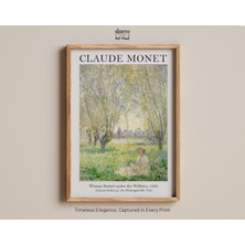 Ninastore Söğüt Ağaçlarının Altında Kadın, Claude Monet Baskısı, Empresyonist Bahçe Sanatı, Fransız Manzara Re
