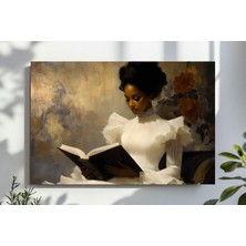 Ninastore Kitap Okuyan Kadın Portresi Duvar Sanatı, Vintage Yağlı Boya Tablo, Baskı Sanatı, Siyah Sanat Dijita