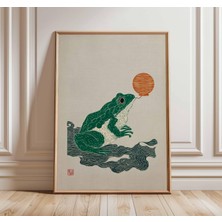 Ninastore Japon Kurbağası Sanat Baskısı Fener Posteri Vintage Minimalist Duvar Sanatı Neşeli Hayvan Illüstrasy
