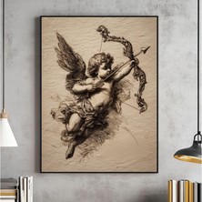 Ninastore Antik Aşk Tanrısı Dijital Duvar Sanatı, Coquette Oda Dekorasyonu, Vintage Aşk Temalı Baskı, Kalpli V